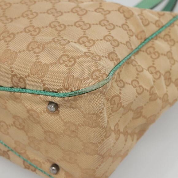 GUCCI GG Canvas Tote Bag Beige Green Silver - Picture 10 of 16